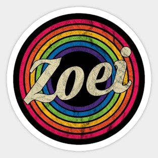 Zoei - Retro Rainbow Faded-Style Sticker